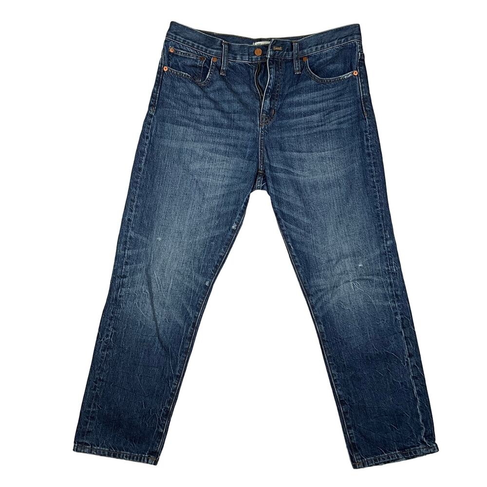 Madewell Straight Leg Crop Jean Medium Wash Distressed Jeans Women’s Size 30